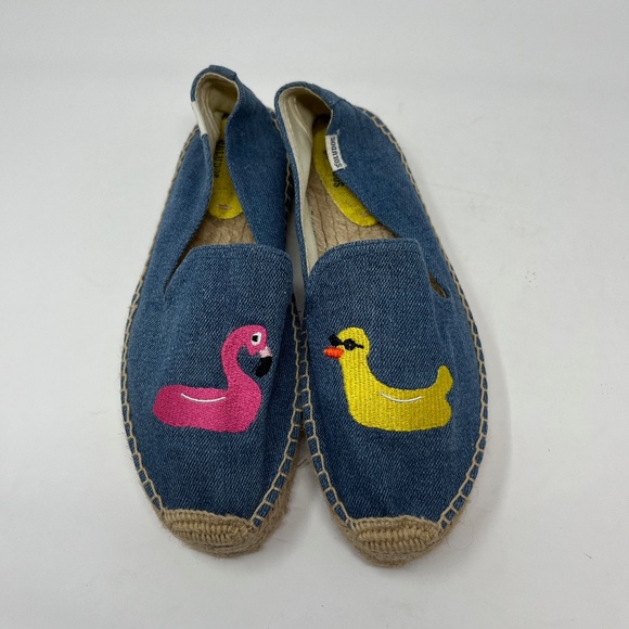 Soludos Mary Matson Flat Slip On Espadrilles Duck Flamingo Size 9 - Picture 2 of 7